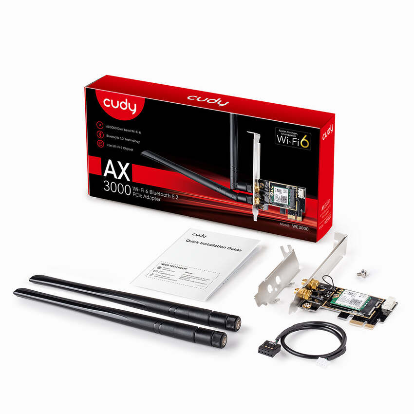 PCIe mrežna kartica Cudy WE3000 Wi-Fi 6E 2400 Mbit/s + Bluetooth 5.2